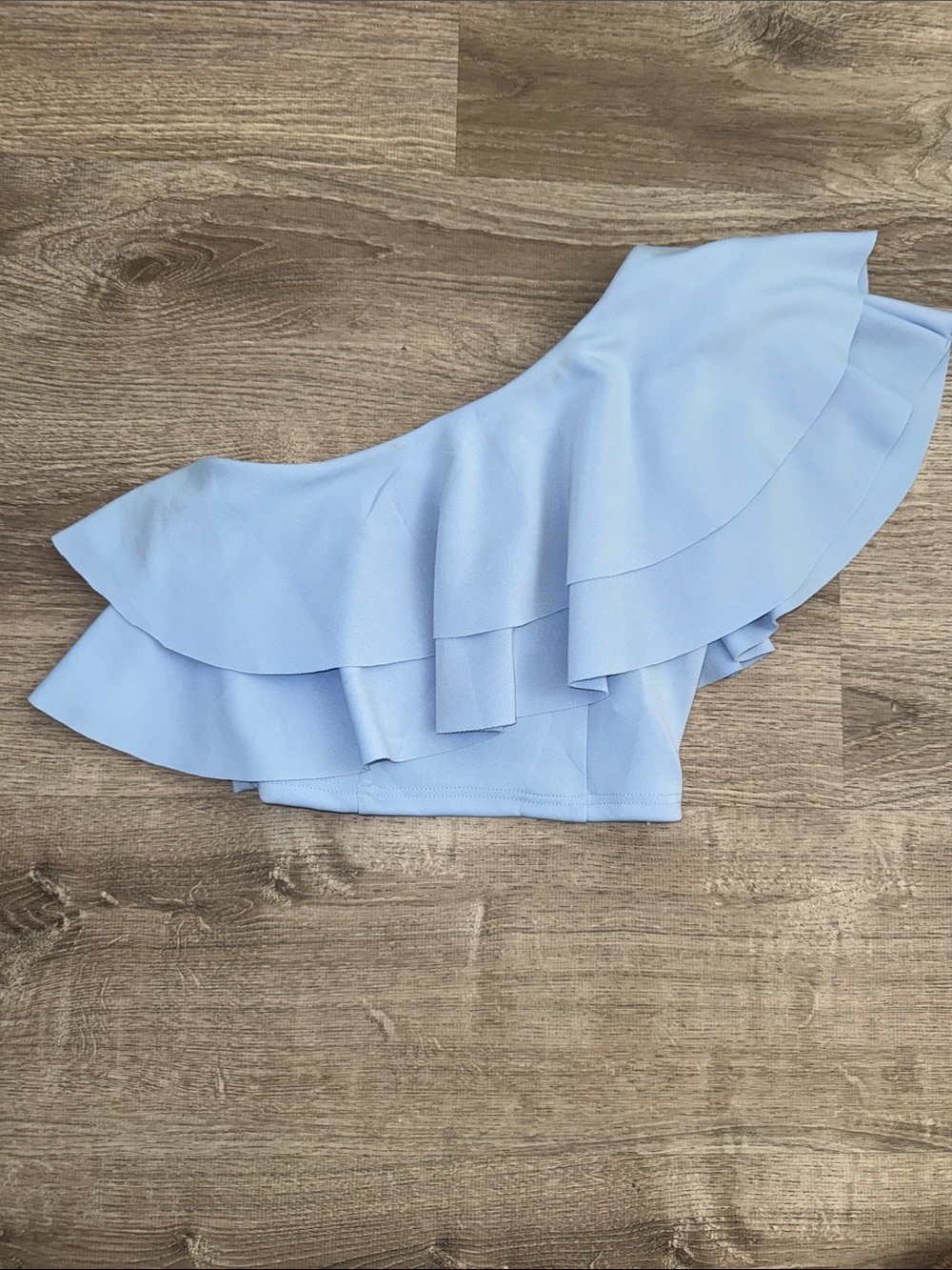 Asymmetrical Ruffle top in Light Blue